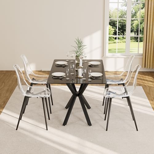 Baysitone Clear Dining Chairs Set of 4, Modern Kitchen Chairs with Transparen...