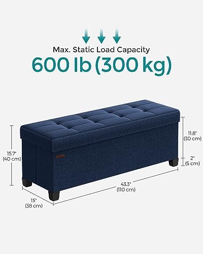 SONGMICS Storage Ottoman Bench, Foldable Foot Rest with Legs | End of Bed Ben...