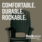 Semco Rockaway Heavy Duty All Weather Patio or Deck Rocking Chair, Green | Polyethylene Outdoor Rocker with Backrest and Armrests for Porch, Deck, and Patio