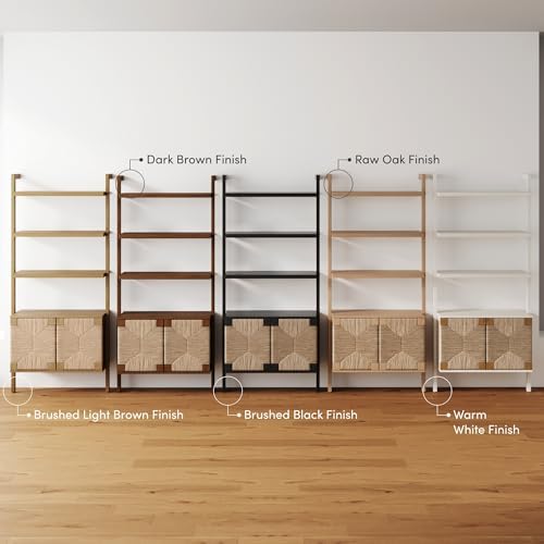 Nathan James Beacon 3-Shelf Solid Wood Bookshelf with Storage Cabinet, Bohemi...