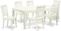 East West Furniture LGDA7-LWH-W 7 Piece Dining Table Set Consist of a Rectangle Dining Room Table with Butterfly Leaf and 6 Wood Seat Chairs, 42x84 Inch, Linen White