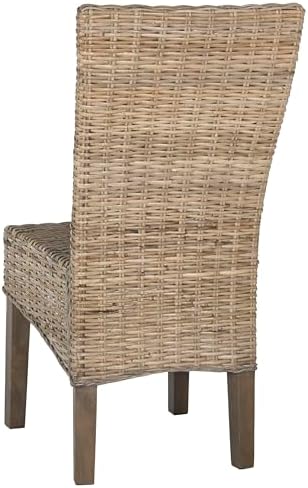 SAFAVIEH Ozias Wood Dining Chair Set of 2, 18.8" Seat Coastal Grey SEA8014A