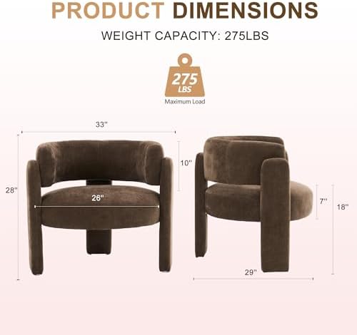 Modern Accent Barrel Chair,Mid Century Single Armchair with Curved Backrest U...
