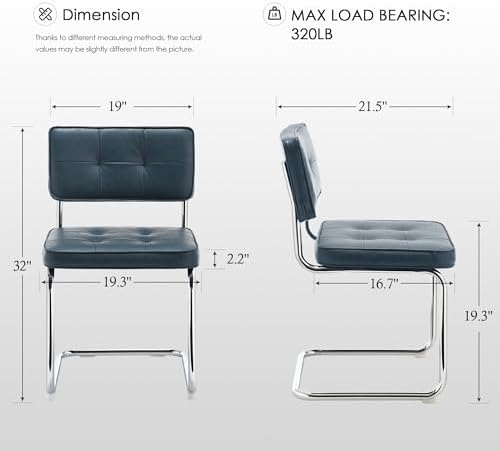 Zesthouse Faux Leather Dining Chairs Set of 6, Industrial Metal Chairs with S...