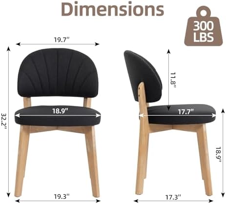 Modern Fabric Upholstered Dining Chairs Set of 4, Farmhouse Curved Back Armle...