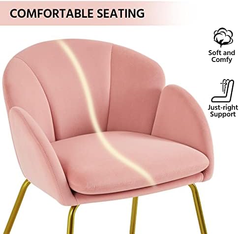 Yaheetech Flower Shape Vanity Chair with Petal Armrests, Pink