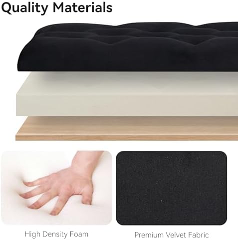 WUTUTUEE 47" Velvet Storage Bench, Upholstered Bed Bench with Storage, E...