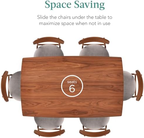 Best Choice Products 7-Piece Wooden Dining Room Table Set, Mid-Century Modern...