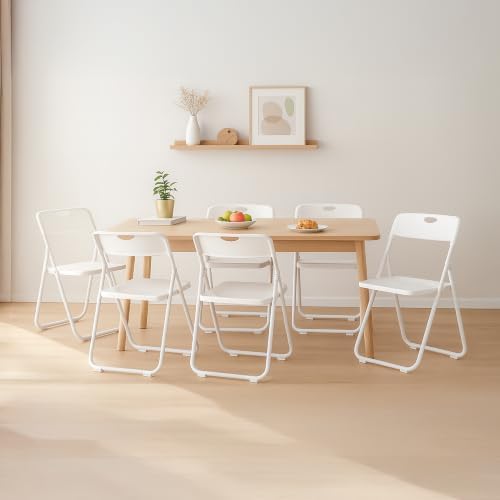10 Pack White Plastic Folding Chairs, Lightweight Foldable Chair | 300lb Capa...
