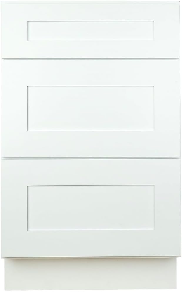 Hollywood Fabiani Design Drawer Base Kitchen Cabinet 21 in. W x 24 in. D x 34-1/2 in. H, Shaker White - Solid Wood Frame, 1/2-Inch Cabinet-Grade Plywood Box, Soft-Close Drawers, Ready to Assemble