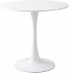 24" Round Dining Table for 2 MDF Table Top and Heavy Metal Dining Table Leg for Kitchen Dining Room Apartment Small Space(White)