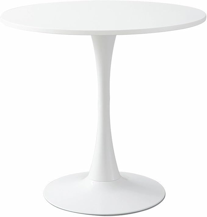 24" Round Dining Table for 2 MDF Table Top and Heavy Metal Dining Table Leg for Kitchen Dining Room Apartment Small Space(White)