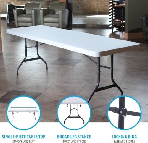 Lifetime 22980 8-Foot Commercial Folding Table, White Granite HDPE Top, Steel...