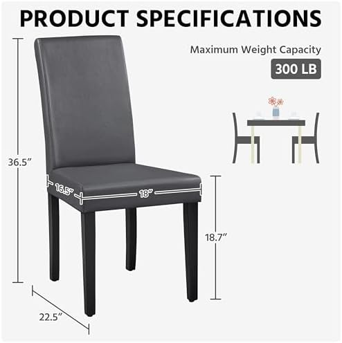Yaheetech Dining Chairs Set of 4 Upholstered Kitchen Chairs Dark Gray