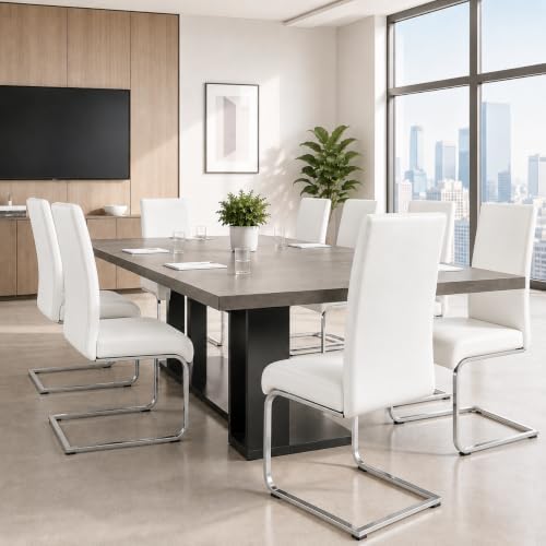 Yaheetech Dining Chairs Set of 4 Modern High Back Kitchen Chairs White