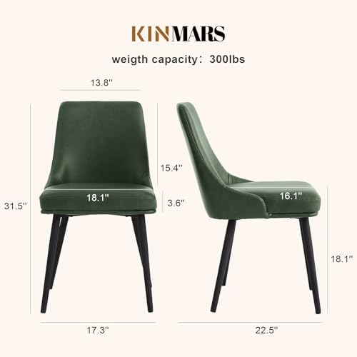 kinmars Kitchen & Dining Leather Dining Chairs Set of 4, Green