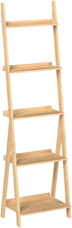 Corner Ladder Shelf Storage Shelving, 5 Tier Books/CDs/Albums/Files Holder in Living Room Home Office,Simple Assembly