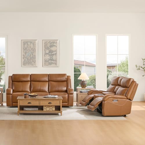 Watson & Whitely Genuine Leather Power Recliner Sofa & Loveseat Set, ...