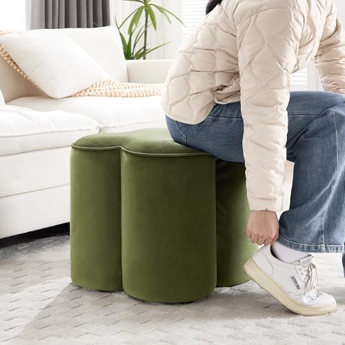 Zesthouse Flower Pouf Ottoman Foot Rest, Velvet Fabric Poofy Ottoman Stool | ...