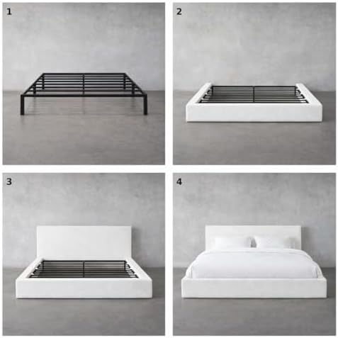 Square Bed – Washable Cover - Soft Upholstered Linen - Minimalist Modern - So...