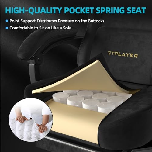 GTPLAYER Gaming Chair Fabric with Pocket Spring Cushion, Big and Tall Gamings...