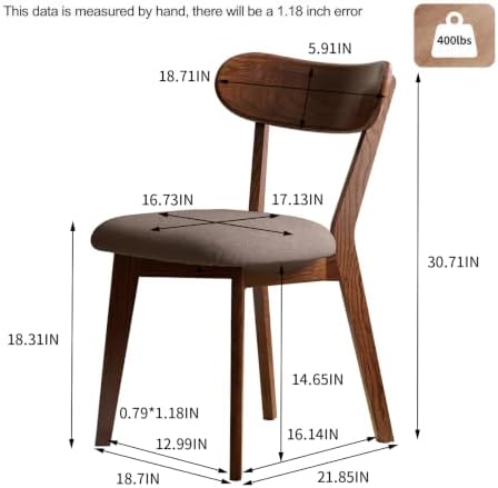 Mid Century Modern Walnut Dining Chairs Set of 2, FAS-Grade Oak, 400 lbs