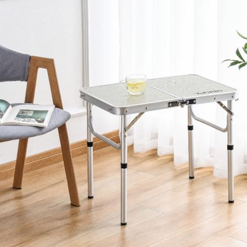 Folding Camp Table Small, 24"Lx 16"W Adjustable Height Small Foldin...