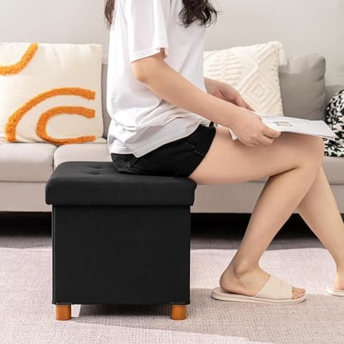 B FSOBEIIALEO Storage Ottoman with Tray, Foot Stools and Ottomans with Legs, ...