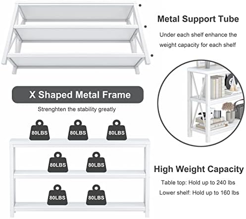 FATORRI Console Table for Entryway, Long Sofa Table with 3 Tier Shelves, Mode...
