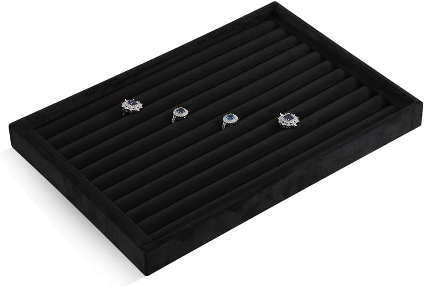 Ring Display Tray, Velvet Jewelry Trays,Premium Ring Organizer,Luxury Stud Earring Organizer,Black Jewlery Organizer