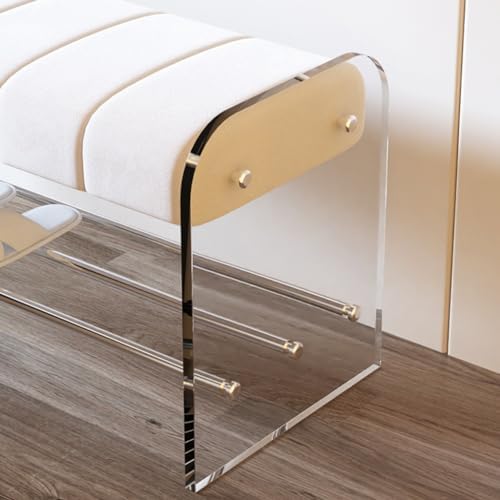 Foot Stool Shoe Changing Stool Transparent Acrylic Bench Bedroom Cloakroom Si...