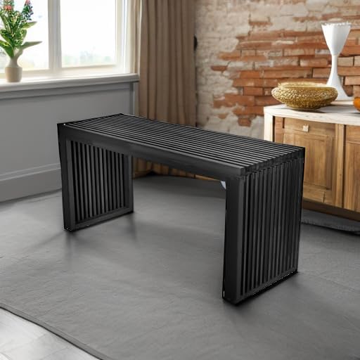 APRTAT Bamboo Dining Bench 35 Inch Indoor Wooden Shoe Benches for Entryway | ...