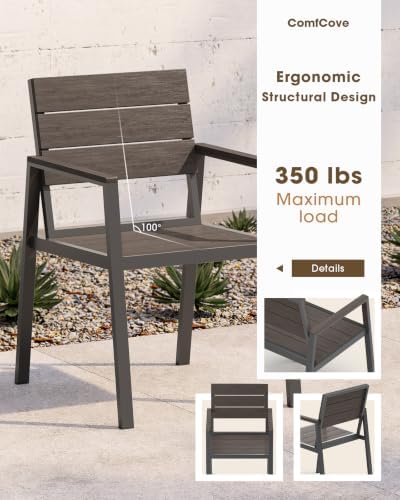 Outdoor Dining Set for 6, Aluminum Patio HDPS Outdooor Table and Chairs Set w...