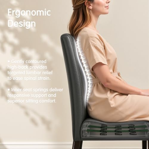 CHUN YI Dining Chairs Set of 4, Faux Leather Dining Room Chairs, Upholstered ...