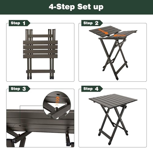 SUNNYFEEL Folding Camping Table - Lightweight Aluminum Portable Picnic Table ...