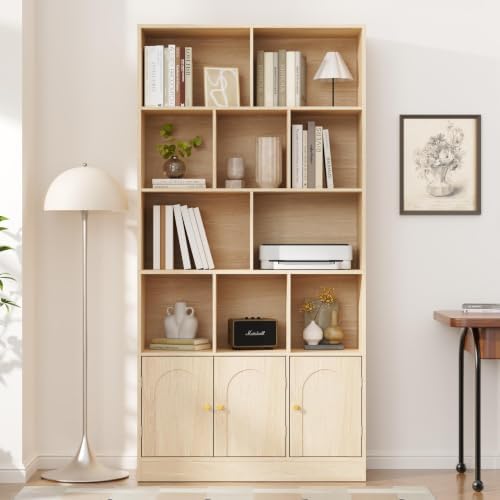 Housoul 71" Tall Bookshelf with 10 Cubes and 3 Doors, 4-Tier Bookshelf, ...