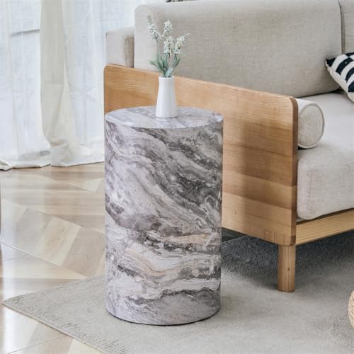Round End Table Living Room Table, Faux Marble Sofa Couch Side Table, Bedside...