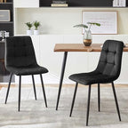 Rectangular Dining Table Set with Upholstered Chairs - Modern Kitchen Table and Chairs Set of 4 for Small Spaces - Black