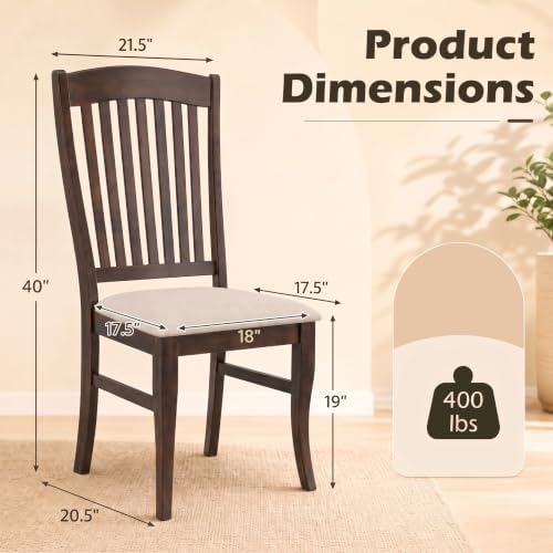 GOFLAME Wooden Dining Chairs Set of 4, Fabric Upholstered Kitchen Chairs with...