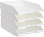 Stockroom Plus Rectangular Letter Trays - Paper Trays for Classroom - Desktop Paper Organizer & File Holder - Document Organizer for Desk Storage - Pack of 4, White, 10 x 13.5 x 2.5 in