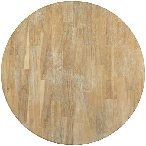Farmhouse Round Extendable Dining Table with 16" Leaf Wood Kitchen Table