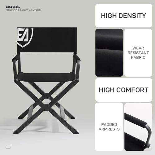 EVER ADVANCED Aluminum Lightweight Directors Chair Foldable, Folding Studio M...
