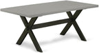 East West Furniture X697EL121-6 6 Piece Dining Set Contains a Rectangle Dining Room Table with X-Legs and 4 Blue Linen Fabric Parson Chairs with a Bench, 40x72 Inch, Multi-Color