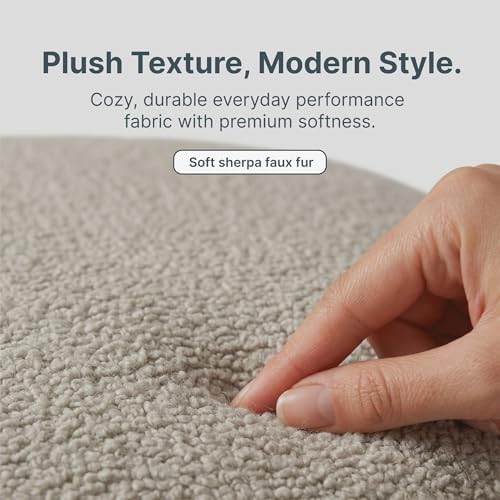 Jaxx Ellis Ottoman Shearling Faux-Lamb Plush Pouf for Modern Interior Design,...