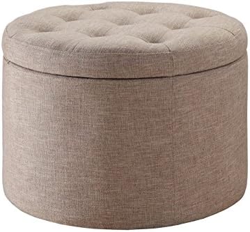 Convenience Concepts Designs4Comfort Round Shoe Ottoman, Tan Fabric