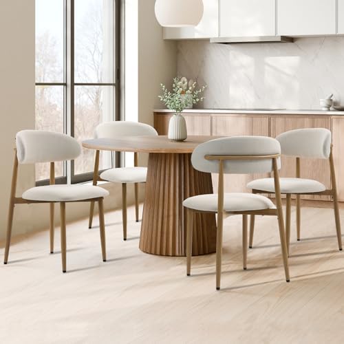 UVV Dining Chairs Set of 6, Metal Kitchen Chairs with Modern Fabric Upholster...