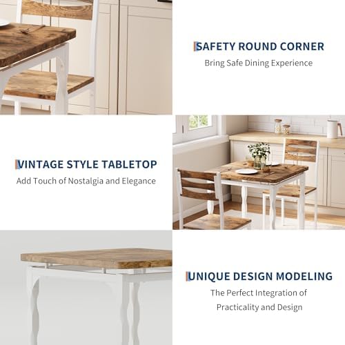 GarveeHome 3 Piece Dining Table Set, Kitchen Table Set for 2, White Brown | D...