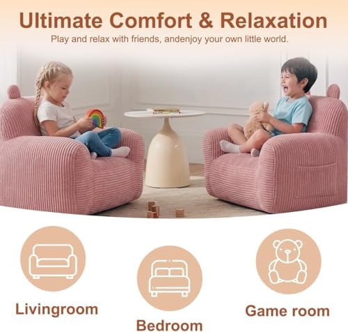 Stuffed Animal Bean Bag Storage Chair Cover (No Filler) Soft Washable Stuffable Removable Premium Organizing Plush Toys Comfortable Organizer Keep Clutter with Premium Adults (Pink, Sofa with Filler)
