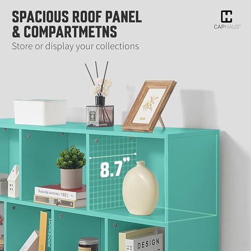 CAPHAUS 10 Cube 3 Tier Mid Century Bookshelf, 55” Wide Wooden Cube Storage Or...