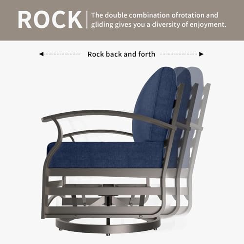 Gotland 2 Piece Patio Set, Metal Outdoor Swivel Chairs Set of 2 with 5.1’’ Hi...